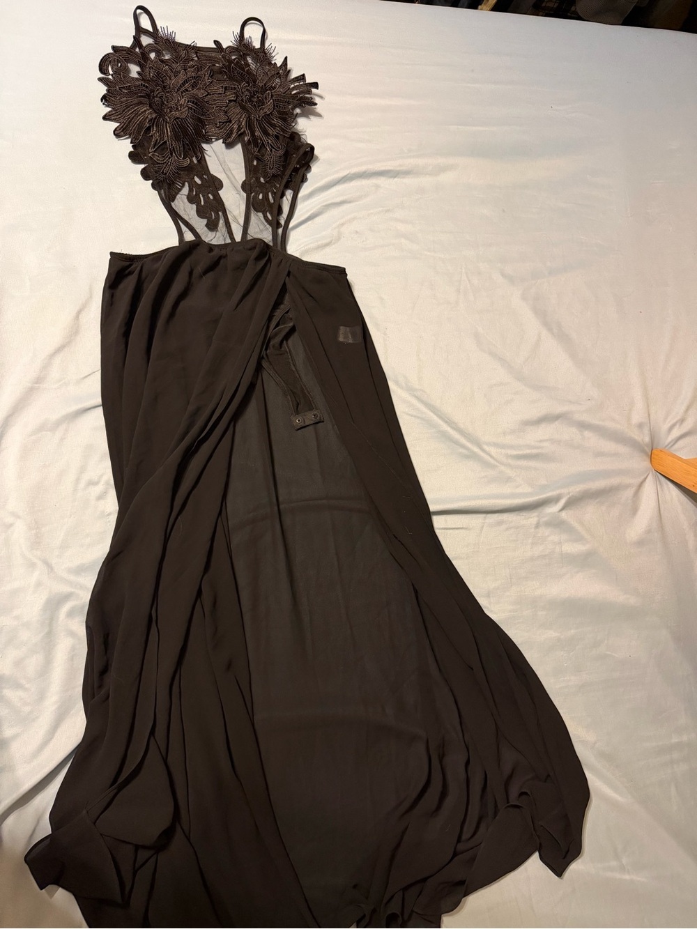 Women's Black Lace Appliqué lingerie Dress